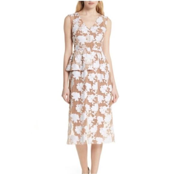 NWT Tracy Reese White Floral Embroidered Half Peplum Dress 10 - Picture 1 of 12